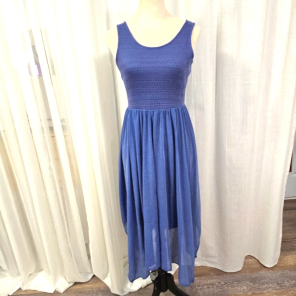 2/$30 Kristin Nicole Blue Flowy Summer Sundress‎ Womens Size S Stretchy